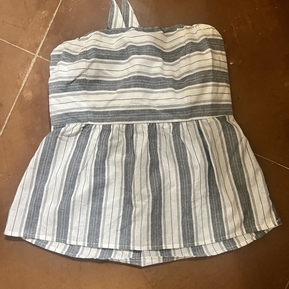 Socialite Large White And Gray TUBE Camisole Strapless Women's Top - Picture 1 of 8